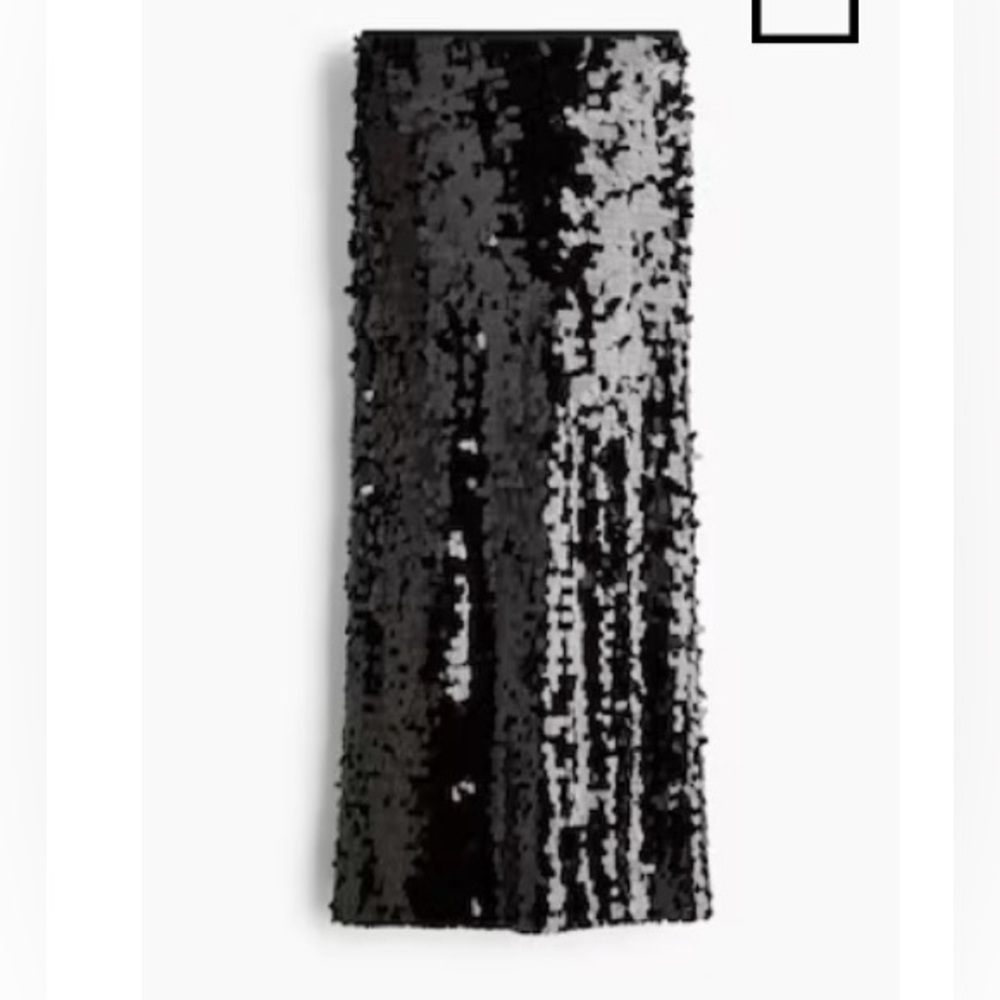 H&M Black Sequin Midi Skirt Medium NWT